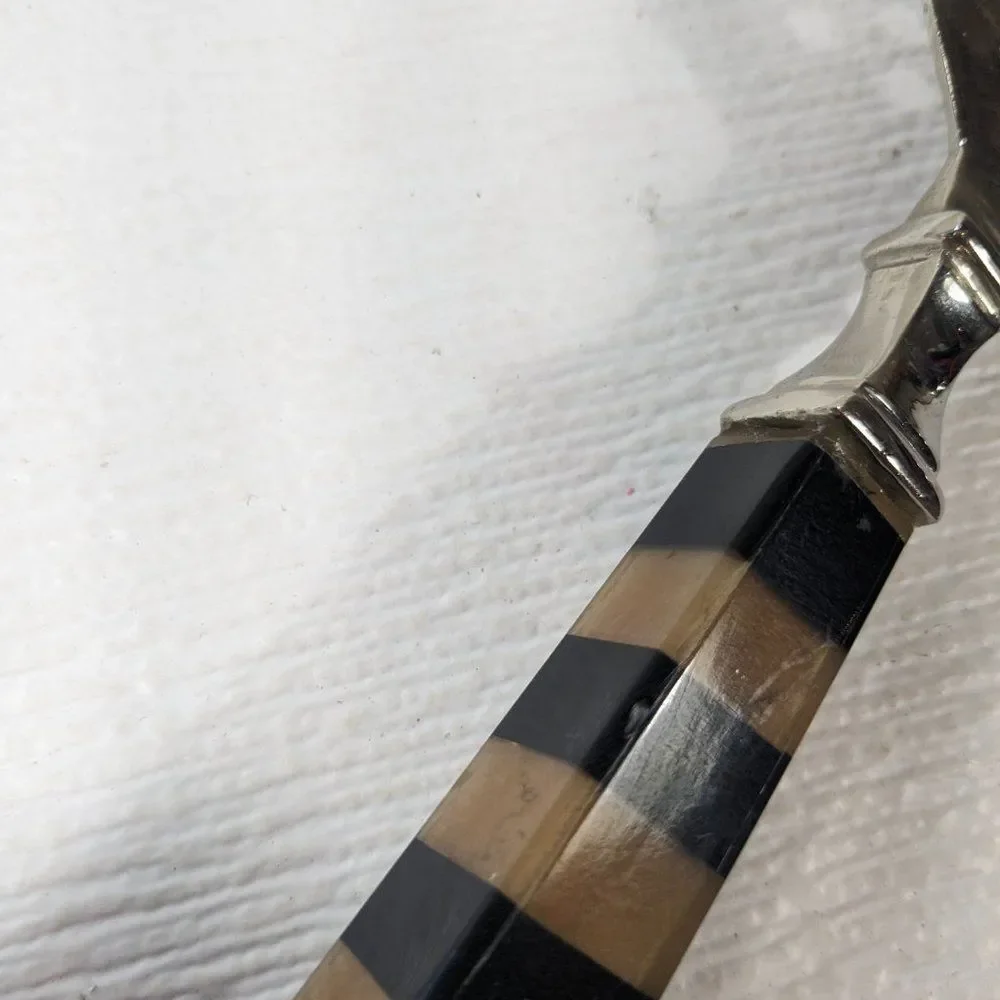 Cocktail strainer Bar Tool Plastic Lucite Handle Brown Black Stripe MCM Modern‎